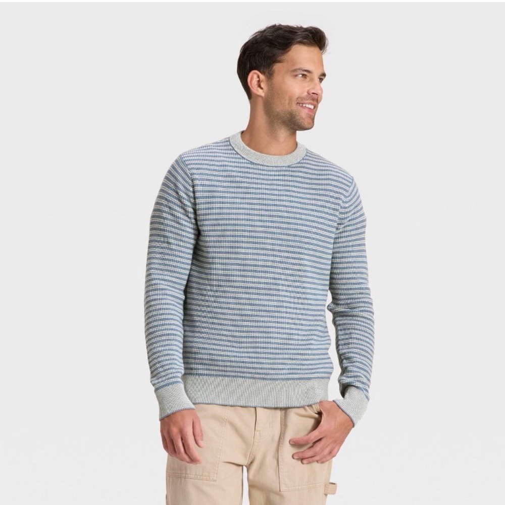Men's Blue Striped Sweater Goodfellow & Co L